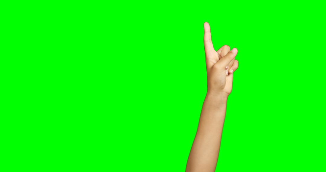 Hand Pointing Upwards with Isolated Green Background - Free Images, Stock Photos and Pictures on Pikwizard.com