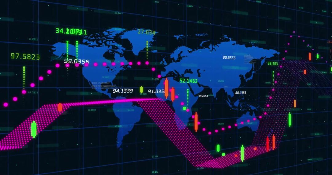 Global Digital Data Processing on World Map with Graph and Network Overlay