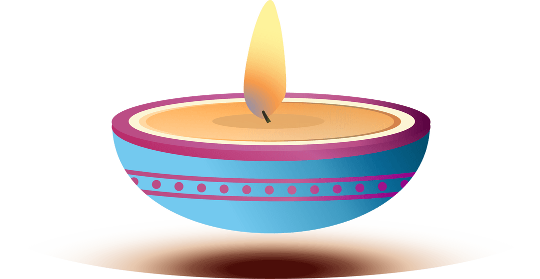 Elegant Traditional Diya Lamp on Transparent Background