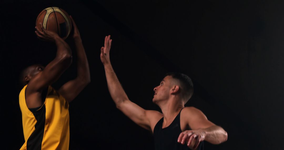 Intense Basketball Game Action Shot