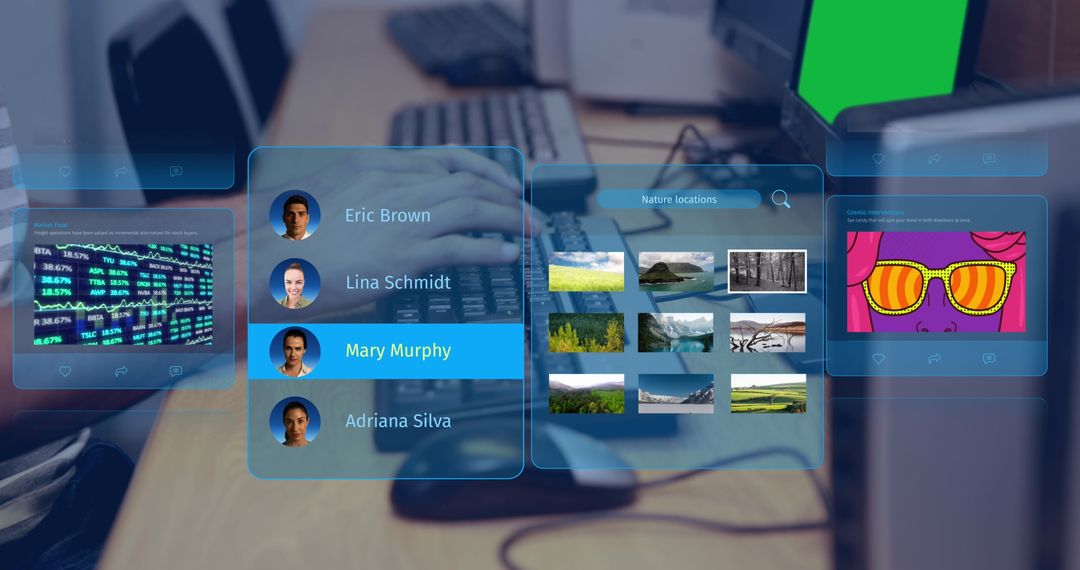 Digital Interface Overlay Concept with Social Media Profiles