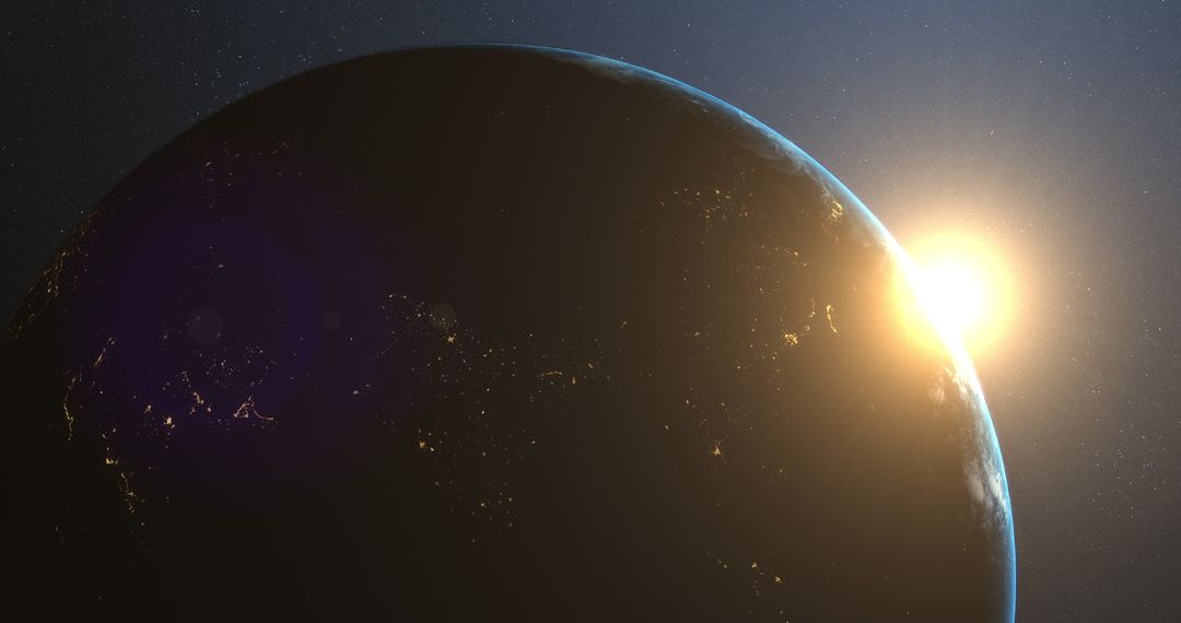 Earth at Sunrise from Space Showing Atmospheric Glow