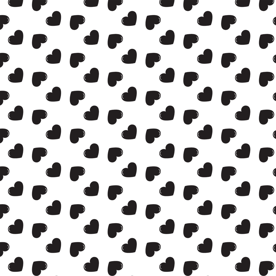Seamless Black Heart Pattern on Transparent Background for Valentine Designs