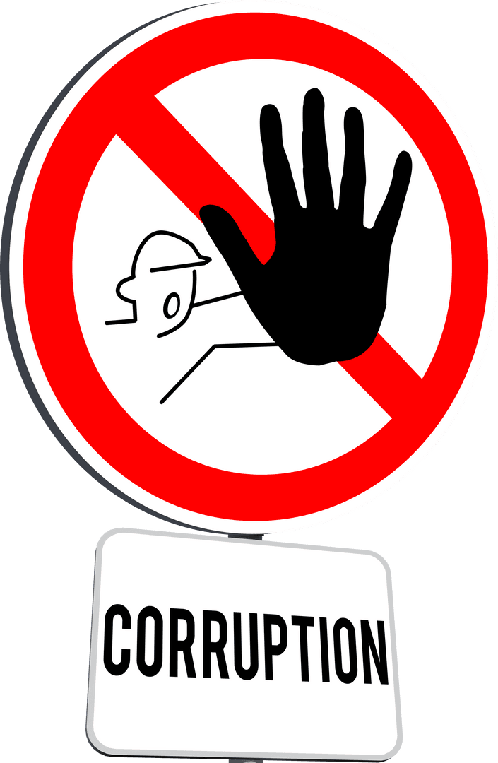 Transparent Sign Displaying Anti-Corruption Message with Stop Symbol - Download Free Stock Images Pikwizard.com