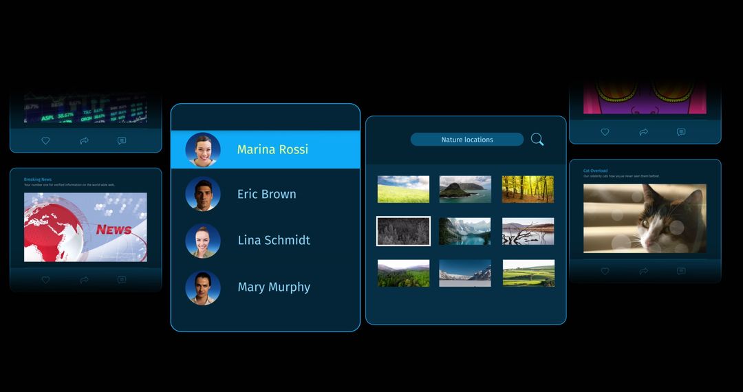 Digital Interface with Social Media Profiles and Posts