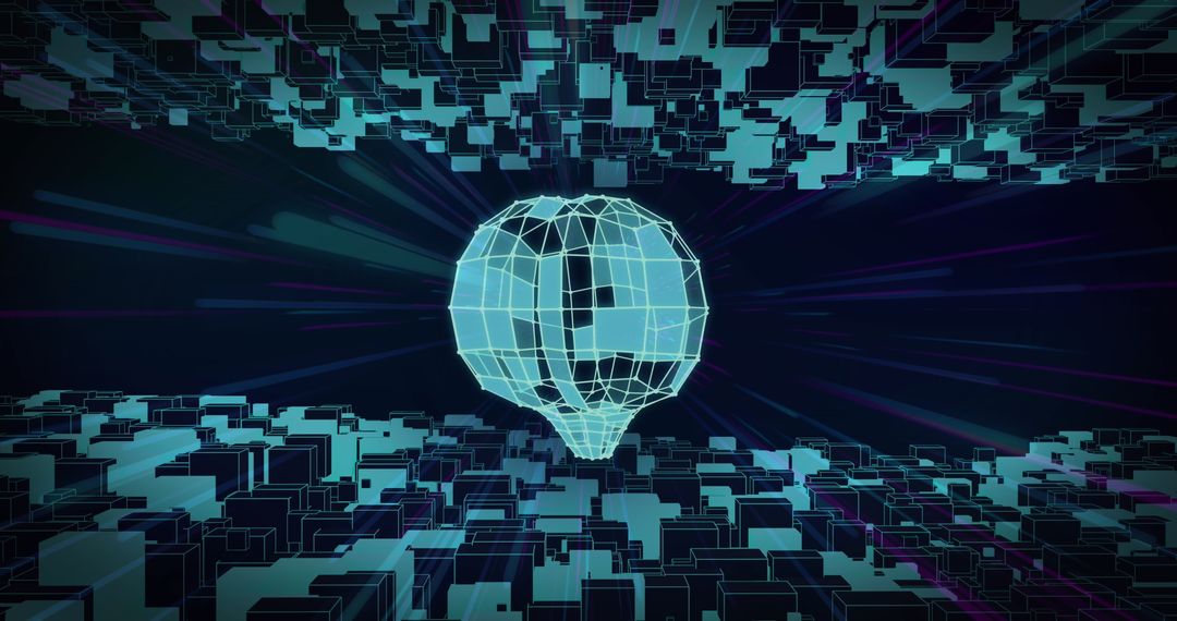 Futuristic Digitized Brain with Neon Network Connections