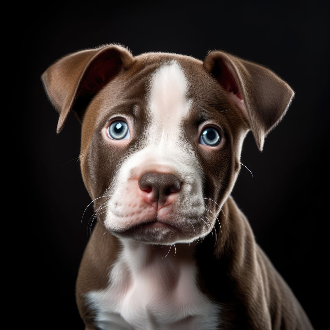 Close up portrait of brown and white pitbull puppy, created using generative ai technology - Free Images, Stock Photos and Pictures on Pikwizard.com