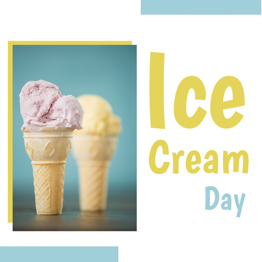Celebratory Ice Cream Cones with Text for Ice Cream Day