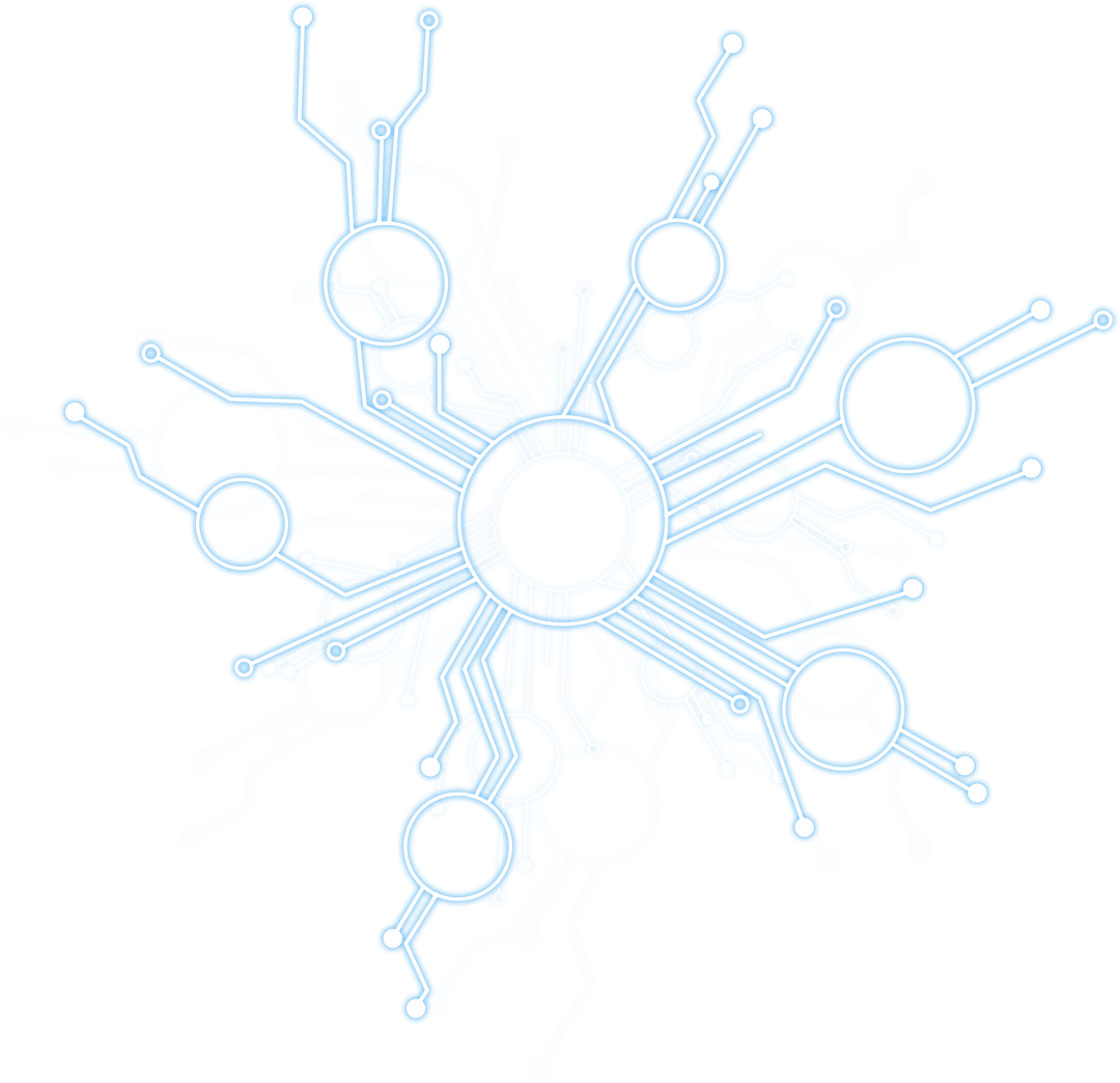 Transparent Digital Network Illustration with Blue Connections