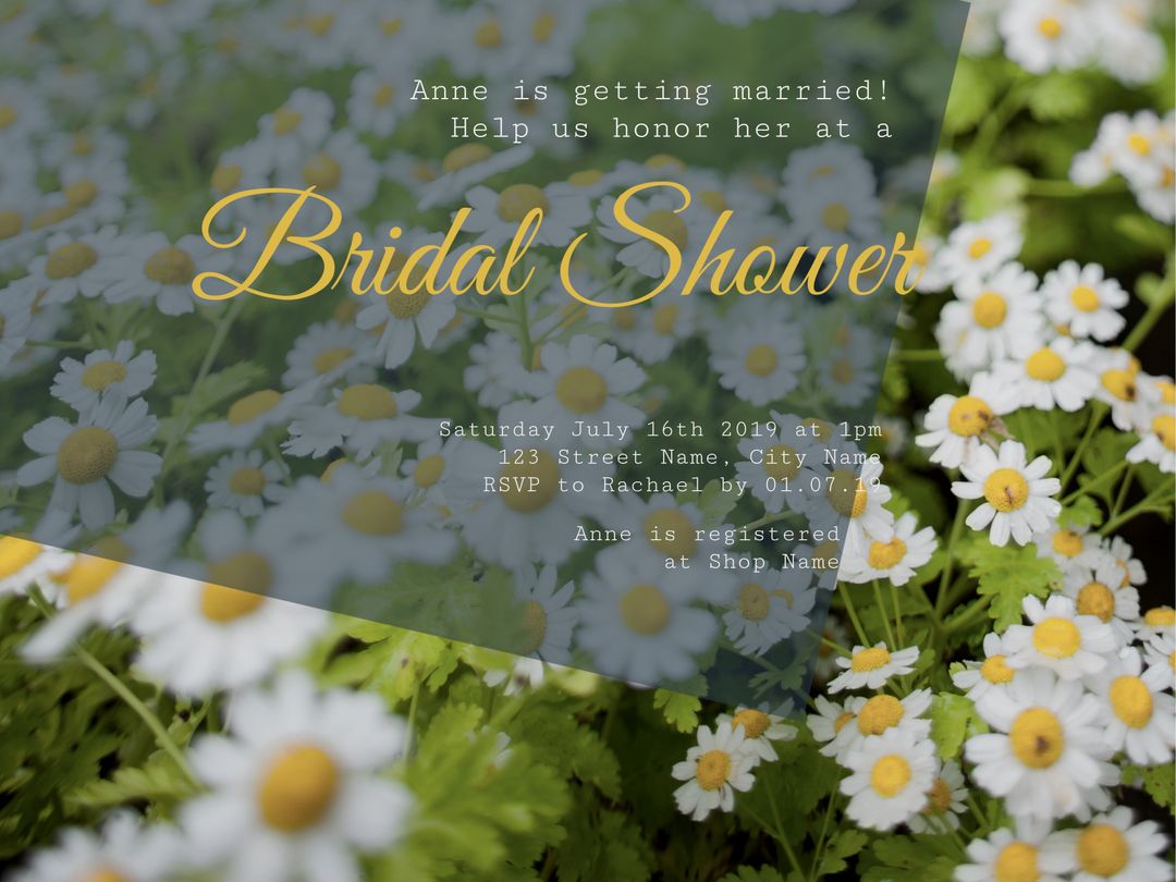 Spring Bridal Shower Invitation with Daisy Field Theme - Download Free Stock Templates Pikwizard.com