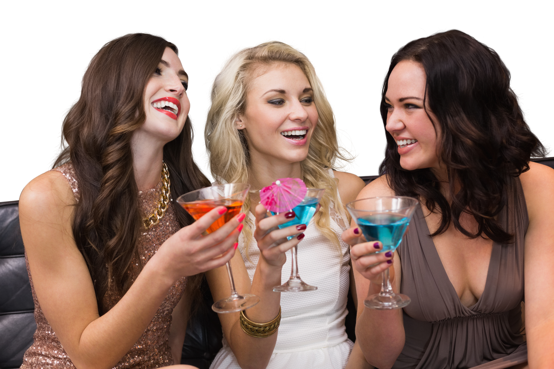 Caucasian Friends Enjoying Colorful Cocktails Against Transparent Background - Download Free Stock Images Pikwizard.com