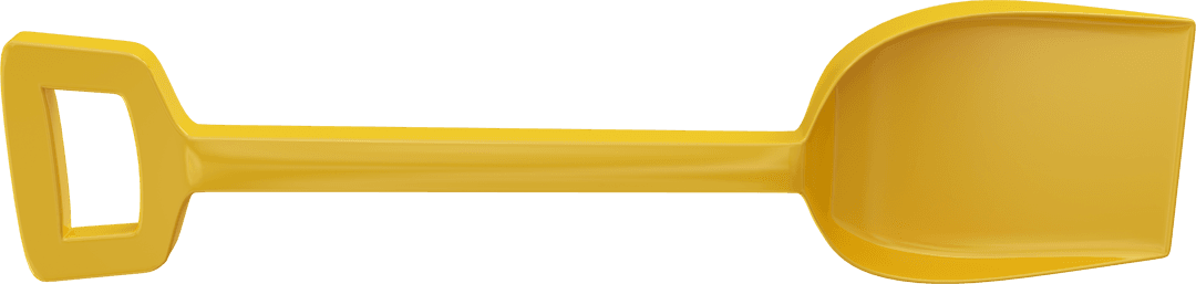 Yellow sand shovel on transparent background for summer use