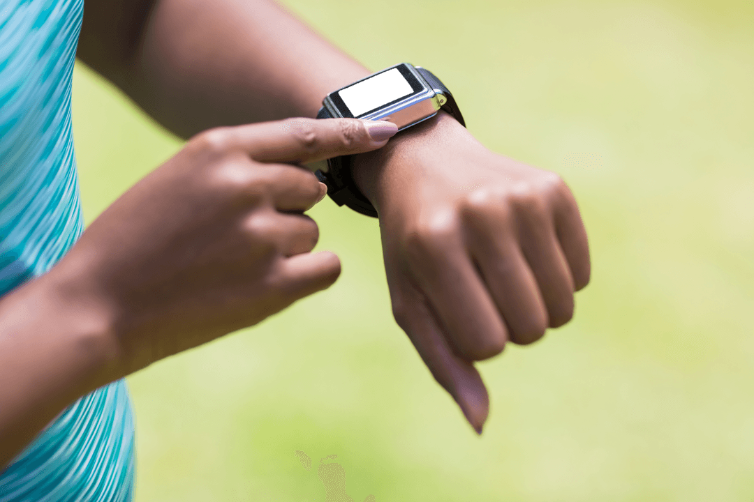 Transparent View of Activity Tracker on Wrist Close-Up