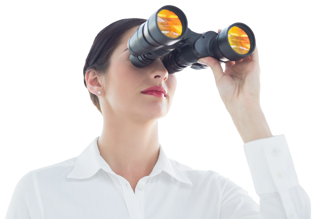 Transparent business woman looking through binoculars - Download Free Stock Images Pikwizard.com