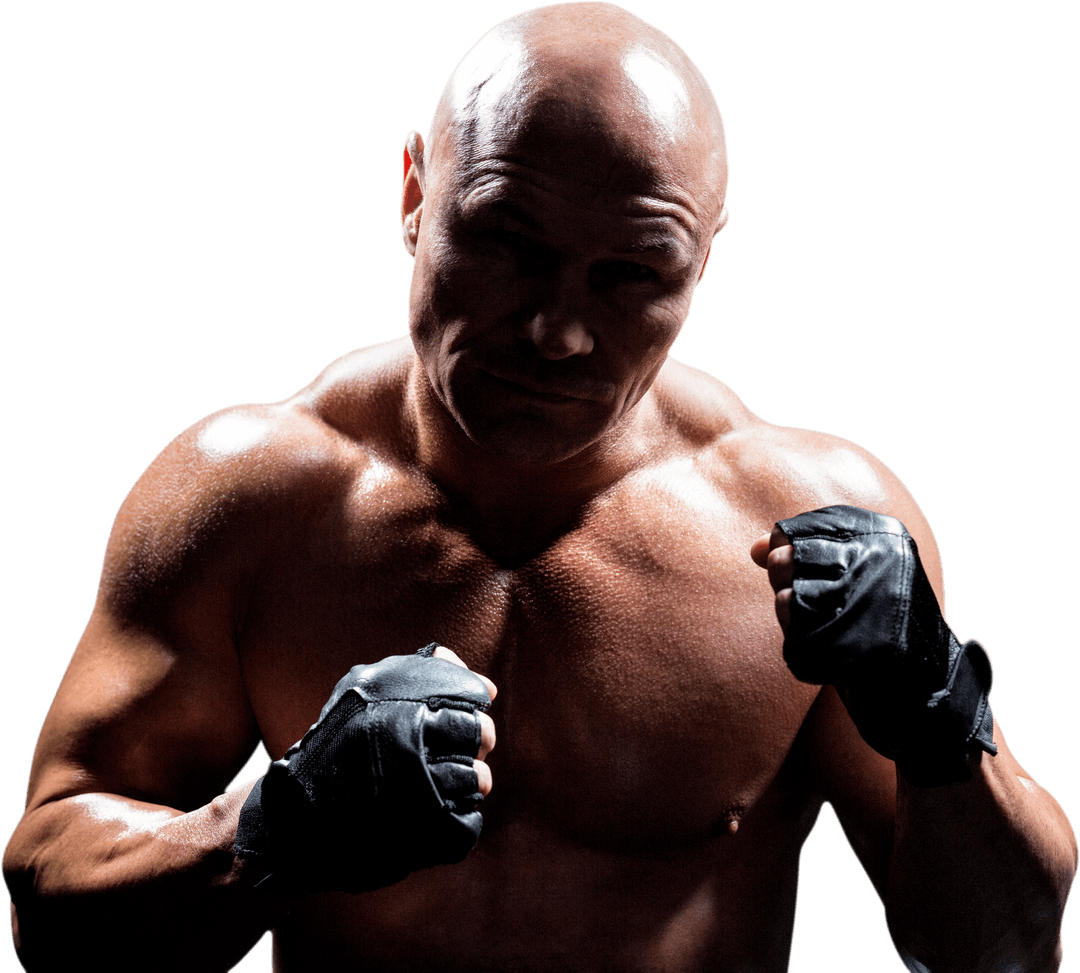 Transparent Background Shows Strong Fighter in Ready Stance