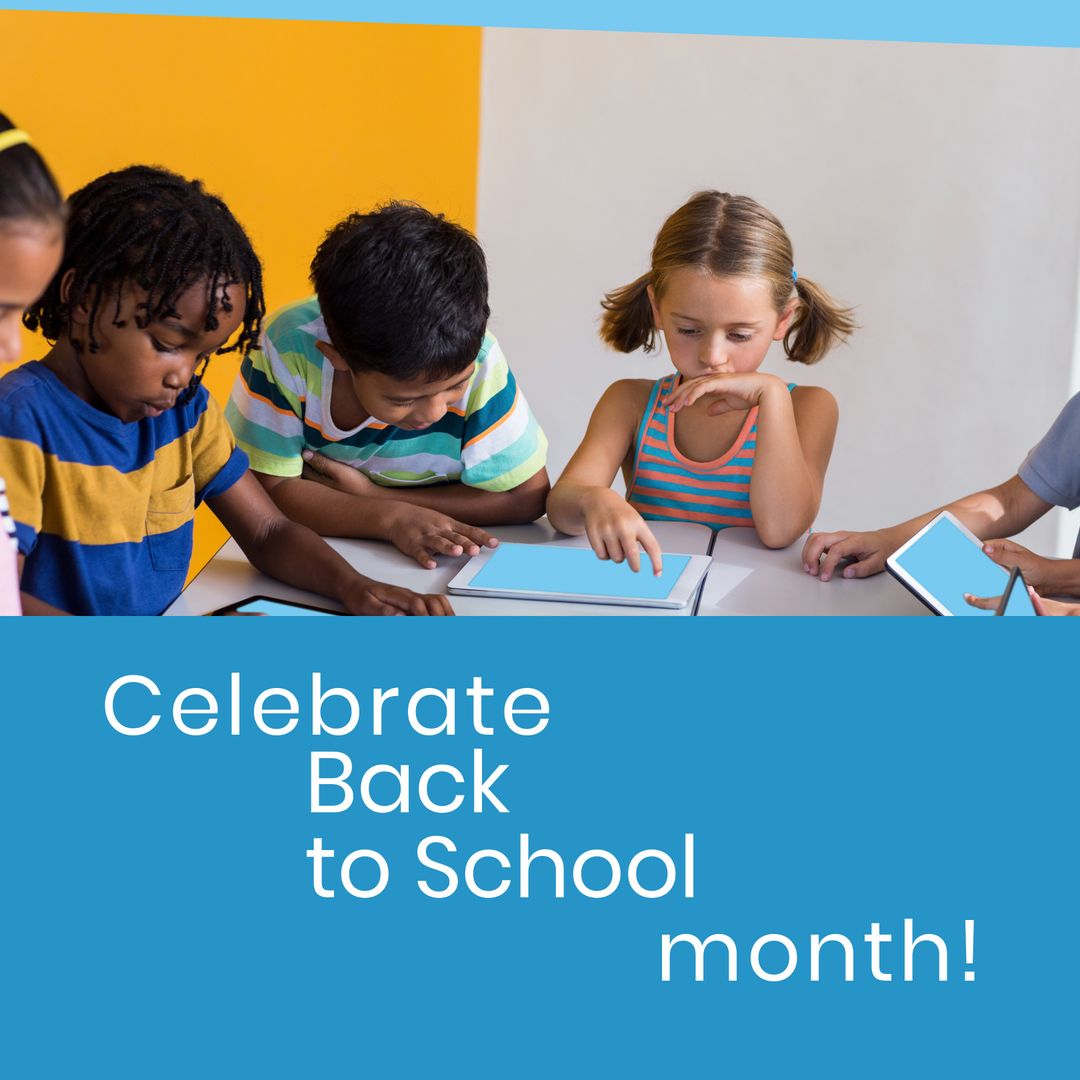 Diverse Children Engaged in Digital Learning for Back to School Month