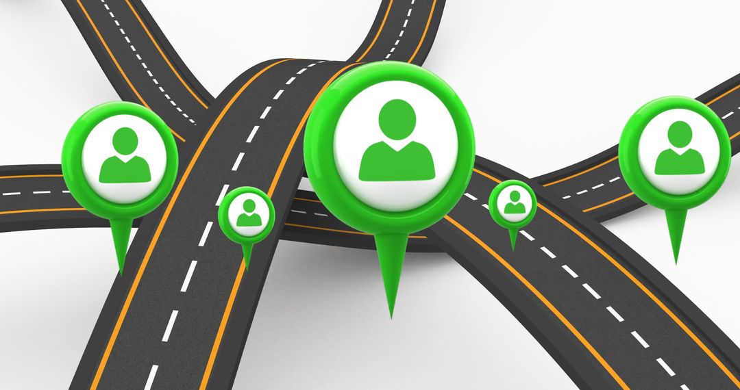 Technology Icons on Road Maps Representing Global Connectivity