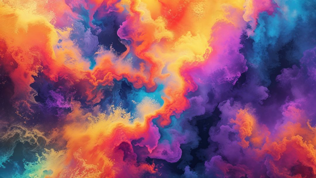 Vibrant Abstract Art of Swirling Colorful Clouds on Digital Canvas