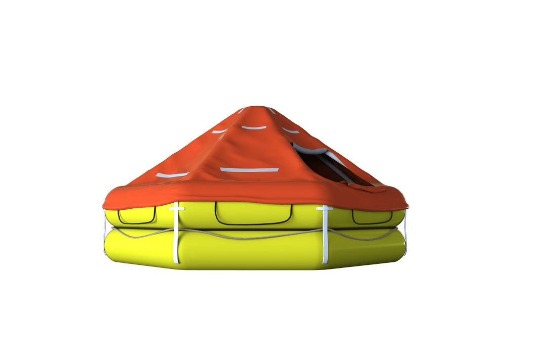 Bright Inflatable Shelter Showing Orange Canopy on Transparent Background