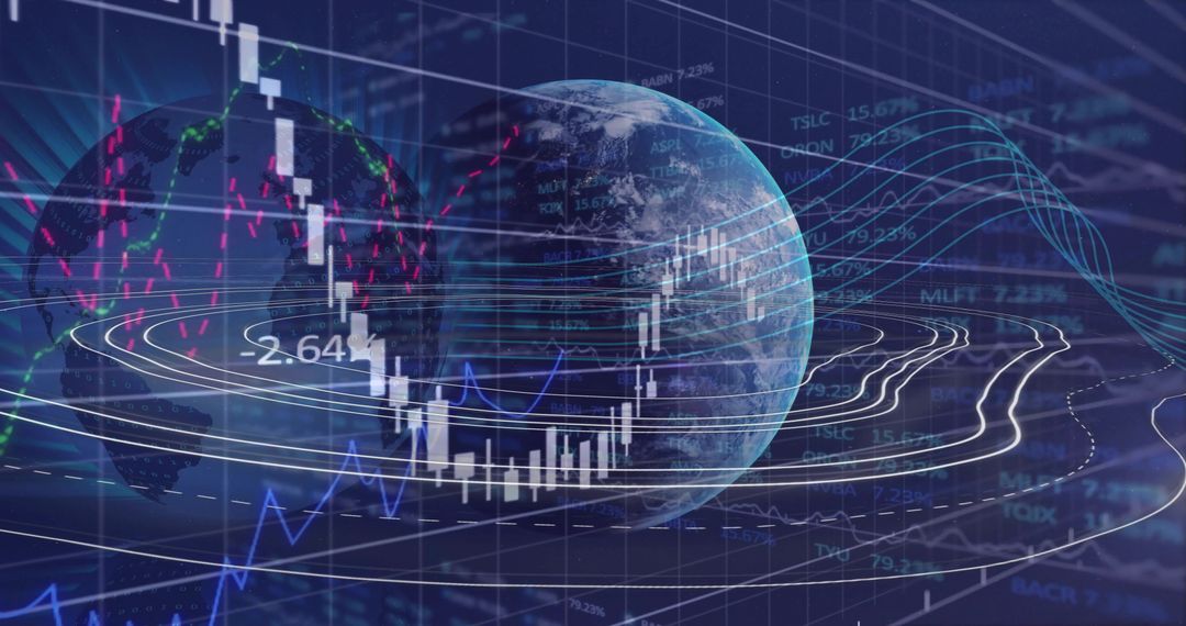 Futuristic Global Market Analysis with Virtual Technology Visualization