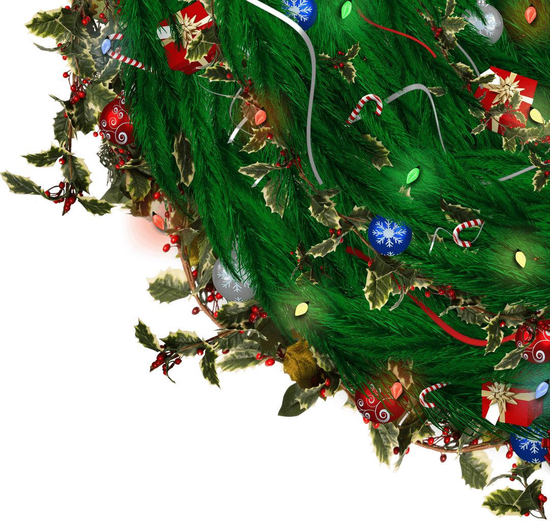 Transparent Christmas Tree with Festive Lights and Baubles