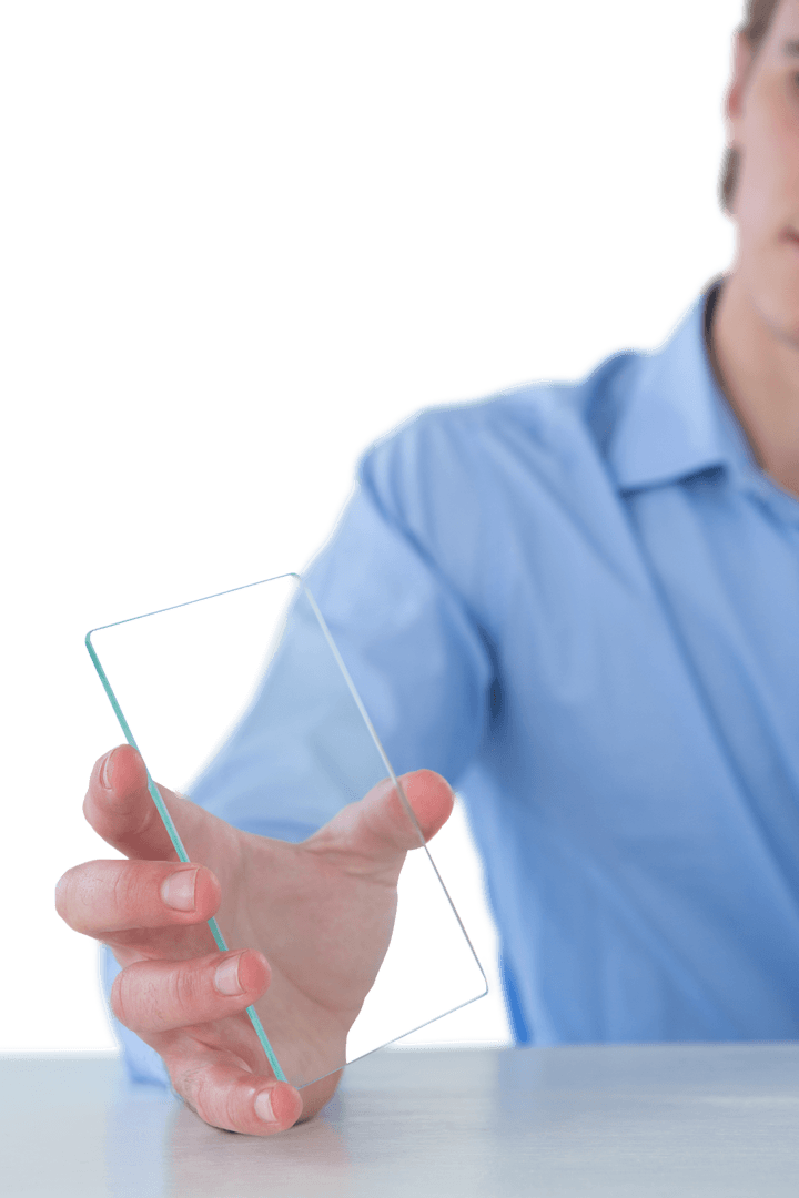 Businessman Demonstrating Transparent Glass Interface Technology