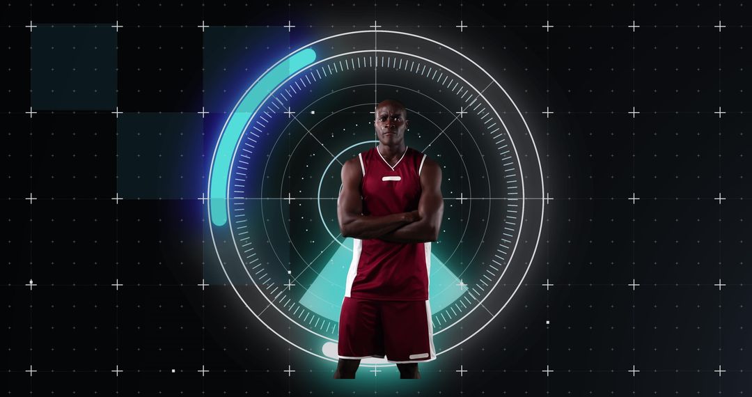 Digital Interface with Confident Basketball Player