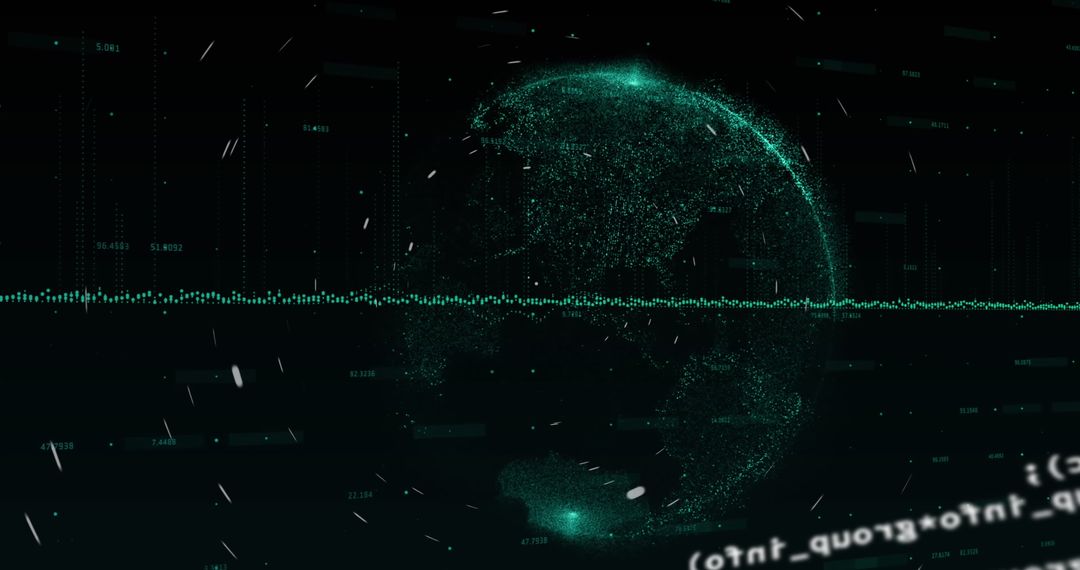 Globe Hologram with Spinning Light Trails and Data Processing