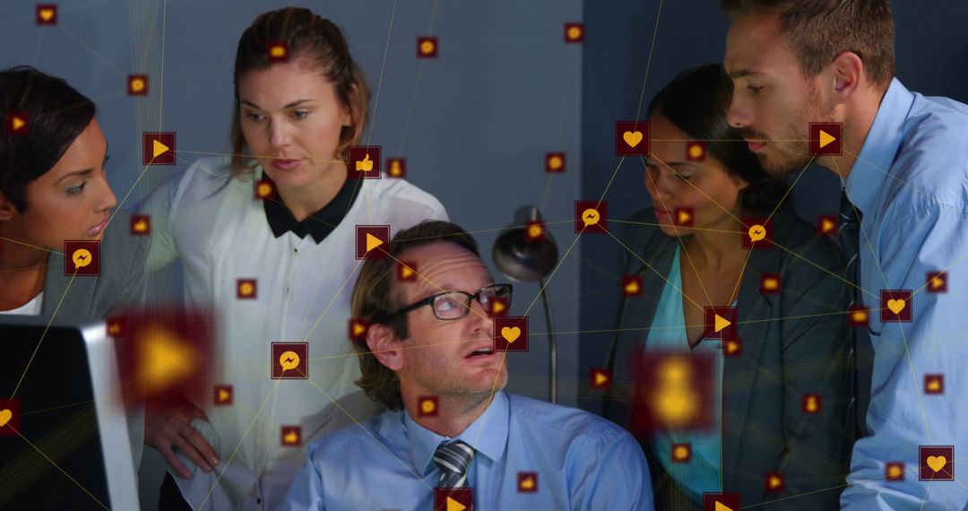 Business Team Engaging with Digital Global Network Concepts