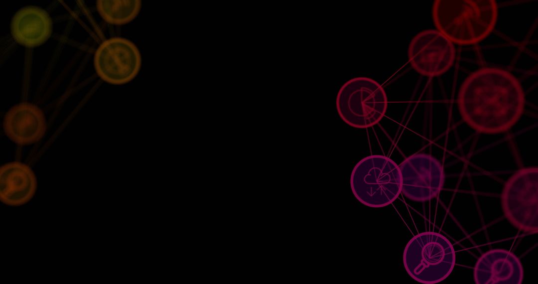 Colorful Digital Network with Abstract Technology Icons