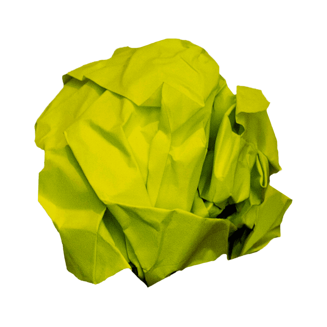 Crumpled Green Paper Ball on Transparent Background