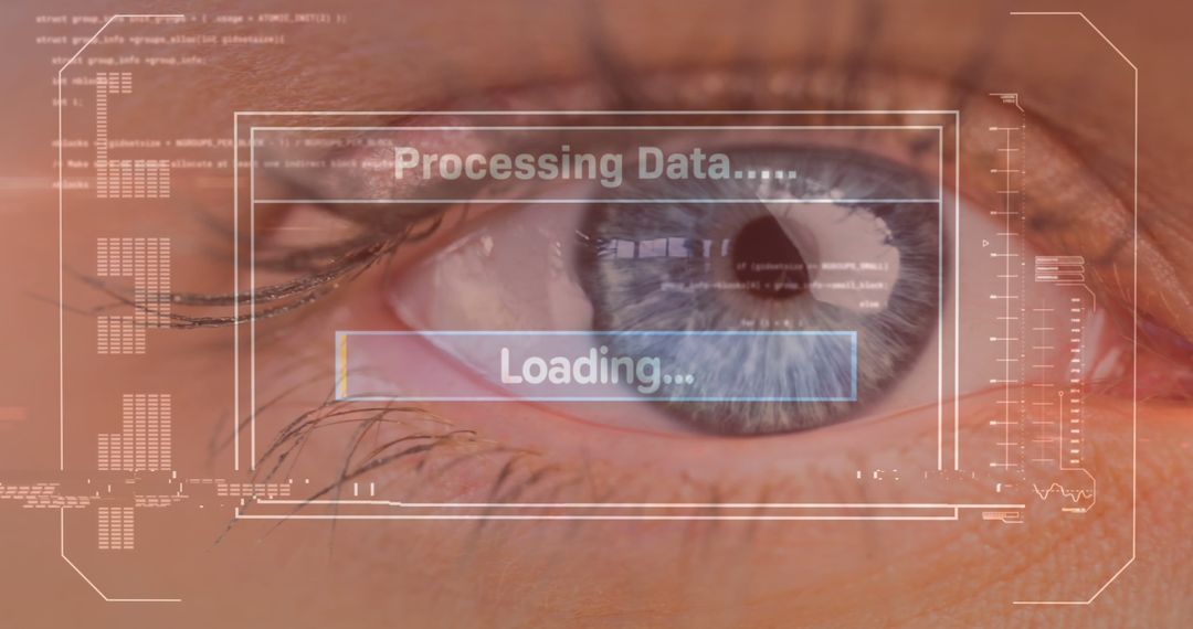 Close-up of Human Eye with Digital Data and Loading Screen - Free Images, Stock Photos and Pictures on Pikwizard.com