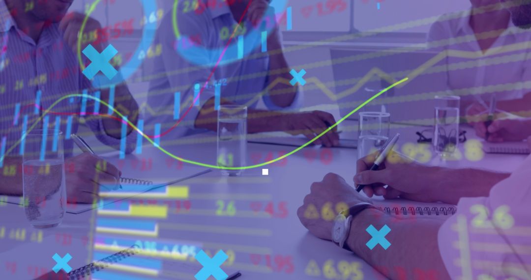 Business Team Meeting on Analyzing Financial Data Trends