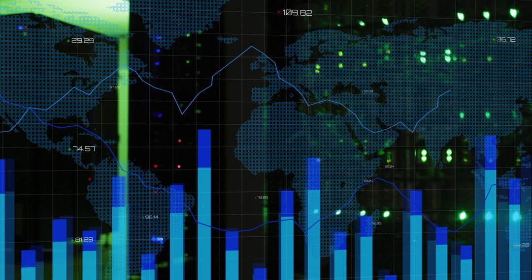 Global Data Processing with World Map and Server Graphics - Free Images, Stock Photos and Pictures on Pikwizard.com