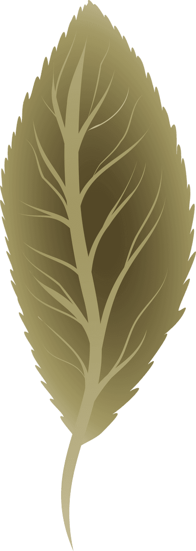 Elegant Transparent Stylized Leaf Illustration with Gold-Brown Gradient Veins