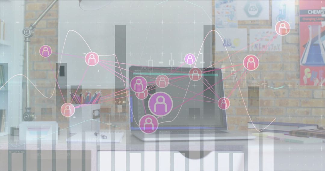 Data Connections Over Laptop in Modern Office