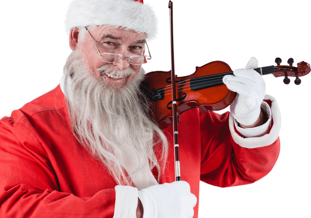 Transparent Santa Claus Playing Violin Joyfully