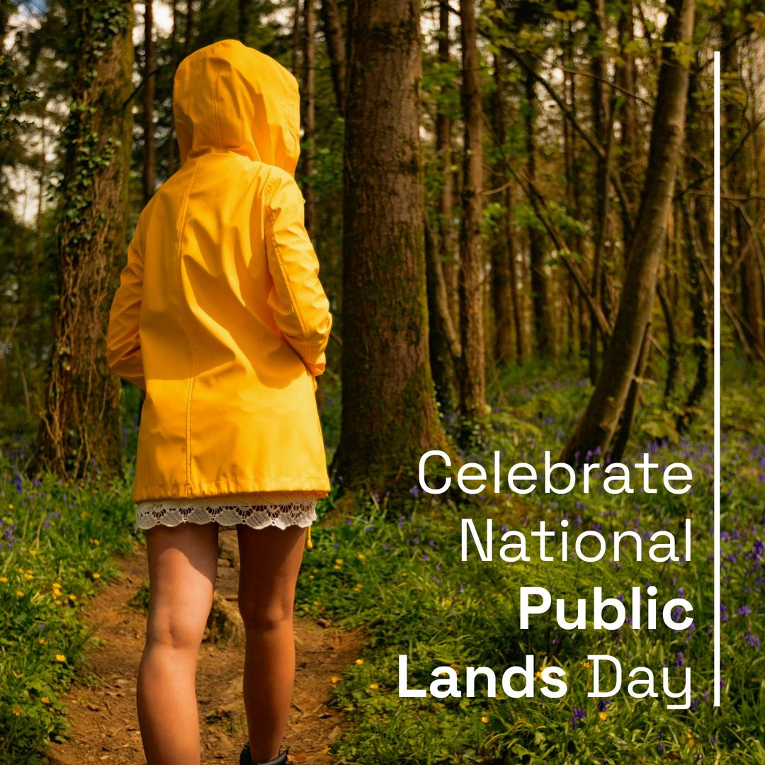 Hiking in Forest Celebrating National Public Lands Day