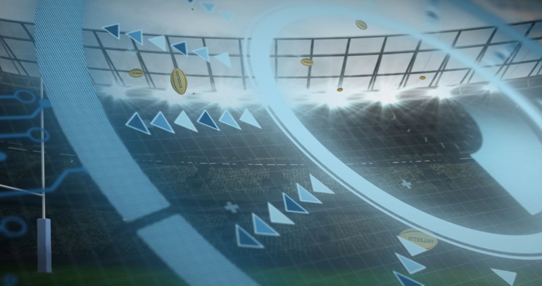 Digital Overlay With Rugby Stadium and Futuristic Elements