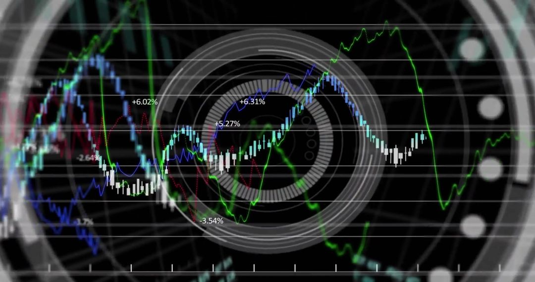 Dynamic Financial Data Trend Analysis on Dark Background