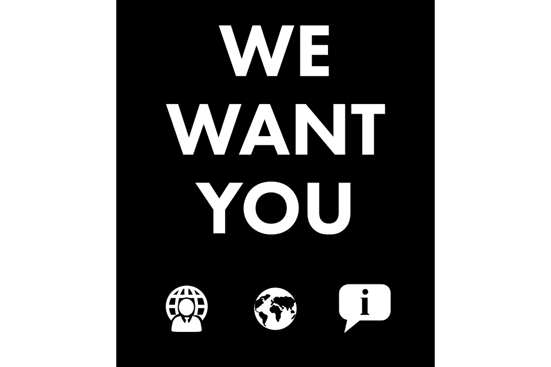 Social Media Icons with We Want You Text on Transparent Background