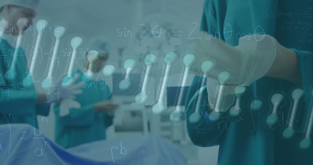 Surgeons Performing Operation with Overlay of Mathematical Equations - Free Images, Stock Photos and Pictures on Pikwizard.com