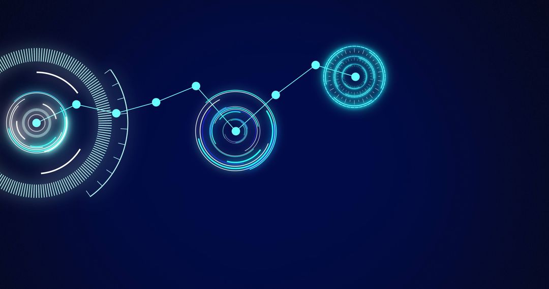 Futuristic Digital Interface with Circular Scopes and Network Connections