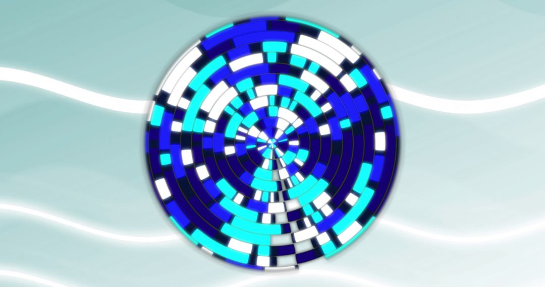 Abstract Digital Mosaic with Blue and White Shapes