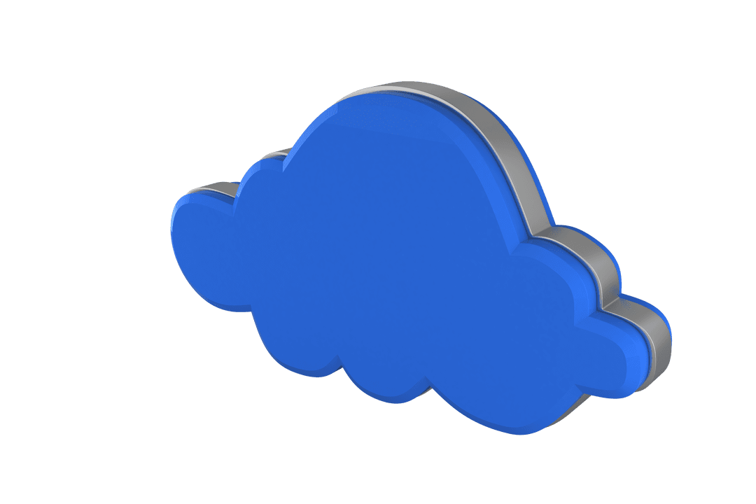 Blue Cloud Icon on Transparent Background for Digital Communication