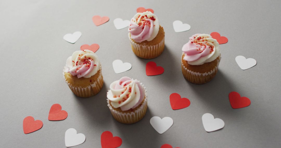 Valentine’s Themed Cupcakes with Heart Confetti