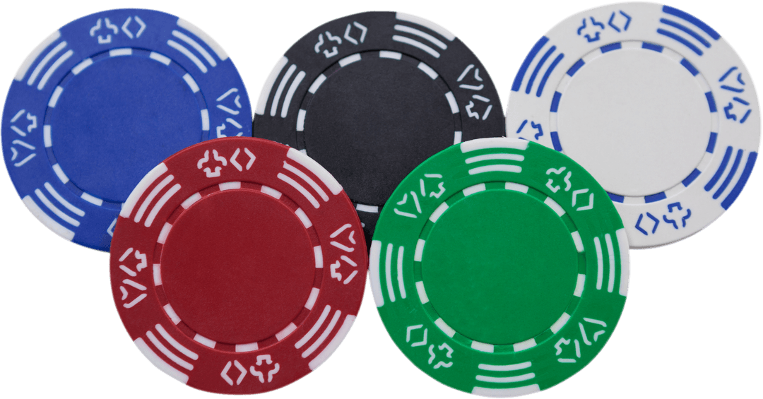 Colorful Gambling Chips on Transparent Background