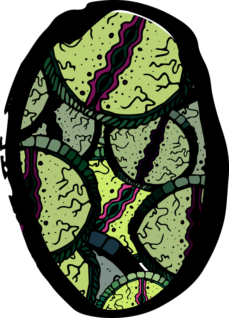 Transparent Monster Eye Digital Illustration with Abstract Patterns