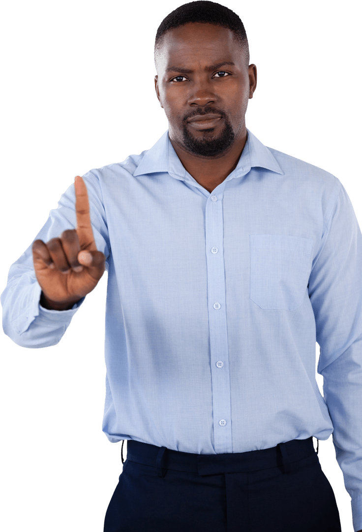Confident Man Making Bold Pointer Gesture Isolated In Transparent PNG