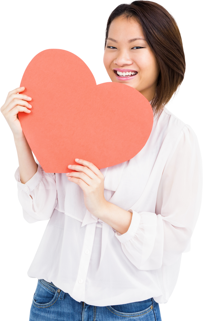 Transparent Happy Woman Holding Big Heart Shape Paper, Smiling - Download Free Stock Images Pikwizard.com